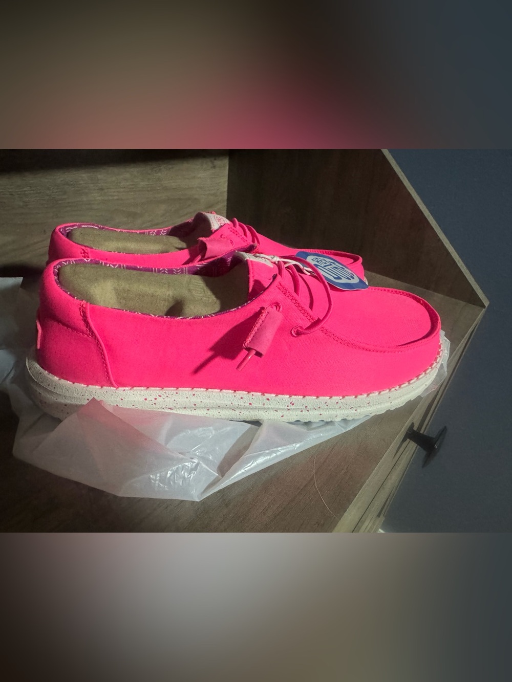 Women's Hot Pink Casual Canvas Lace-Up Shoes
